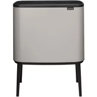   Brabantia Bo Touch Bin nyomófedeles szelektív hulladékgyűjtő, magasított, lábakon álló, műanyag tartály, 3x11L - X méret, acél, hamvasszürke - 255021