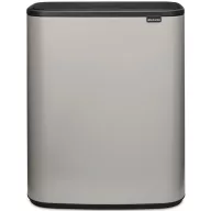  Brabantia Bo Touch Bin nyomófedeles hulladékgyűjtő XXL, padlón álló, műanyag tartály, 2x30L - O méret, acél, hamvasszürke - 255045