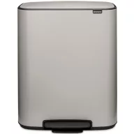   Brabantia Bo Pedal Bin pedálos szelektív hulladékgyűjtő szagmentesen záródó Soft-Close fedél, műanyag tartály, 2x30L - O méret, acél, hamvasszürke - 255069