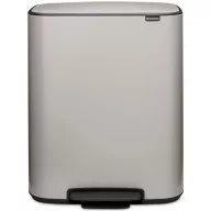   Brabantia Bo Pedal Bin pedálos hulladékgyűjtő szagmentesen záródó Soft-Close fedél, műanyag tartály, 60L - M méret, acél, hamvasszürke - 255083