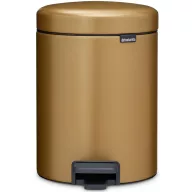   Brabantia NewIcon pedálos hulladékgyűjtő szagmentesen záródó Soft-Close fedél, műanyag tartály, 5L - W méret, acél, meleg tónusú sárgaréz - 255243