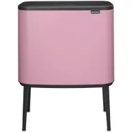   Brabantia Bo Touch Bin nyomófedeles szelektív hulladékgyűjtő, magasított, lábakon álló, műanyag tartály, 11+23L - X+J méret, acél, rózsaszín-lila - 255328