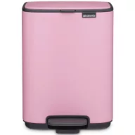   Brabantia Bo Pedal Bin pedálos hulladékgyűjtő szagmentesen záródó Soft-Close fedél, karcsú, négyzetes forma, műanyag tartály, 4L - A méret, acél, rózsaszín-lila - 255342