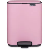   Brabantia Bo Pedal Bin pedálos hulladékgyűjtő szagmentesen záródó Soft-Close fedél, karcsú, négyzetes forma, műanyag tartály, 7L - B méret, acél, rózsaszín-lila - 255366