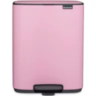   Brabantia Bo Pedal Bin pedálos hulladékgyűjtő szagmentesen záródó Soft-Close fedél, karcsú, négyzetes forma, műanyag tartály, 12L - C méret, acél, rózsaszín-lila - 255380