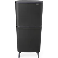   Brabantia SortUp Recycle Bin Hi 2 szintes szelektív hulladékgyűjtő torony lábakon, felhajtható fedéllel, 10+10+25L- J méret, műanyag, sötétszürke - 275043