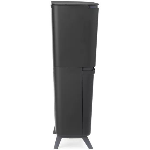 Brabantia SortUp Recycle Bin Hi 2 szintes szelektív hulladékgyűjtő torony lábakon, felhajtható fedéllel, 10+10+25L- J méret, műanyag, sötétszürke - 275043