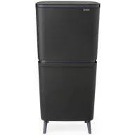   Brabantia SortUp Recycle Bin Hi 2 szintes szelektív hulladékgyűjtő torony lábakon, felhajtható fedéllel, 20+25L - J méret, műanyag, sötétszürke - 275067
