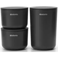   Brabantia ReNew 3db-os kozmetikai rendszerező, tároló szett, halmozható 2db kicsi kehely és 1db pohár fedővel, műanyag, sötétszürke - 281303