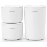  Brabantia ReNew 3db-os kozmetikai rendszerező, tároló szett, halmozható 2db kicsi kehely és 1db pohár fedővel, műanyag, fehér - 281327