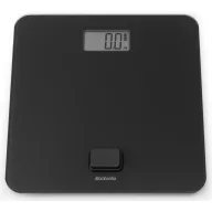   Brabantia ReNew elemmentes fürdőszobai mérleg, 5-150kg között, 0,1kg pontossággal mér, nagy LED kijelzővel, dimanóval tölthető, műanyag test, üveg fedlap, sötétszürke - 281341