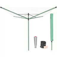   Brabantia Rotary Dryer Lift-O-Matic kerti ruhaszárító 50m, UV-álló, forgatható, D=45mm, állítható magasság, rögzítése földbe szúrható fém konzollal, védőzsákkal és csipesztartóval, levélzöld - 290527