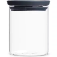   Brabantia üvegedény 0,6L, egymásra rakható, légmentes záródás, kerek, sötétszürke fedő, átlátszó üveg tartály - 298288