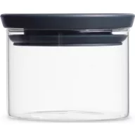   Brabantia üvegedény 0,3L, egymásra rakható, légmentes záródás, kerek, sötétszürke fedő, átlátszó üveg tartály - 298301