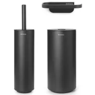  Brabantia MindSet 3db-os WC pipere csomag, sörtés fejű WC-kefe, WC-papír és tartalék WC-papír tartó, acél, határtalan szürke ásványi textúra - 303906