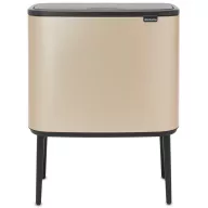   Brabantia Bo Touch Bin nyomófedeles szelektív hulladékgyűjtő, magasított, lábakon álló, műanyag tartály, 3x11L - X méret, acél, aranyfényű - 304644
