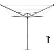   Brabantia Rotary Essential kerti ruhaszárító állvány 40m, UV-álló, D=35mm, betonalapba rögzítendő műanyag konzollal, metál szürke - 310669