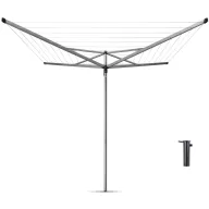  Brabantia Rotary Essential kerti ruhaszárító állvány 50m, UV-álló, D=35mm, betonalapba rögzítendő műanyag konzollal, metál szürke - 310683