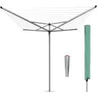   Brabantia Rotary Topspinner kerti ruhaszárító 50m, UV-álló, forgatható, D=45mm, rögzítése földbe szúrható fém konzollal, időjárásálló védőzsákkal, metál szürke - 310829