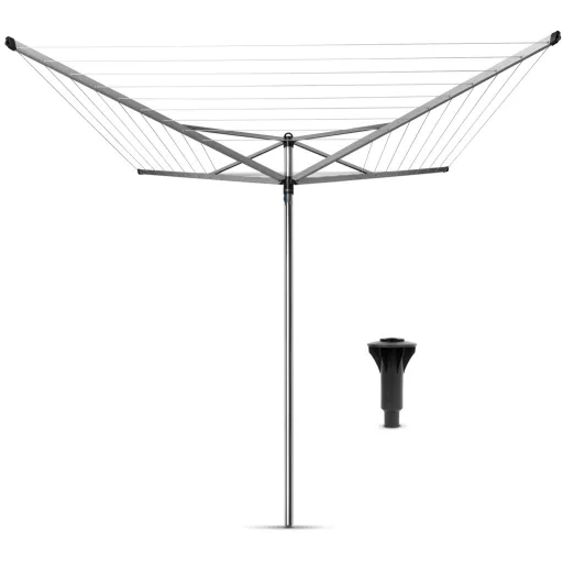 Brabantia Rotary Topspinner kerti ruhaszárító állvány 50m, UV-álló, forgatható, D=45mm, betonalapba rögzítendő konzollal, metál szürke - 310843