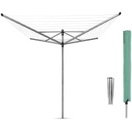   Brabantia Rotary Dryer Lift-O-Matic kerti ruhaszárító 60m, UV-álló, forgatható, D=45mm, állítható magasság, rögzítése földbe szúrható fém konzollal, védőzsákkal, metál szürke - 311048