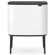   Brabantia Bo Touch Bin nyomófedeles szelektív hulladékgyűjtő, magasított, lábakon álló, műanyag tartály, 3x11L - X méret, acél, fehér - 313523