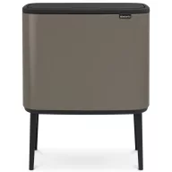  Brabantia Bo Touch Bin nyomófedeles hulladékgyűjtő, magasított, lábakon álló, műanyag tartály, 36L - R méret, acél, platinaszürke - 315787