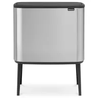   Brabantia Bo Touch Bin nyomófedeles hulladékgyűjtő, magasított, lábakon álló, műanyag tartály, 36L - R méret, r.m. acél, selyem ujjlenyomatmentes - 315848