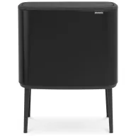   Brabantia Bo Touch Bin nyomófedeles szelektív hulladékgyűjtő, magasított, lábakon álló, műanyag tartály, 3x11L - X méret, acél, matt fekete - 316067