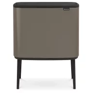   Brabantia Bo Touch Bin nyomófedeles szelektív hulladékgyűjtő, magasított, lábakon álló, műanyag tartály, 11+23L - X+J méret, acél, platinaszürke - 316142