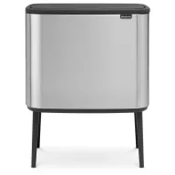   Brabantia Bo Touch Bin nyomófedeles szelektív hulladékgyűjtő, magasított, lábakon álló, műanyag tartály, 11+23L - X+J méret, r.m. acél, selyem ujjlenyomatmentes - 316227