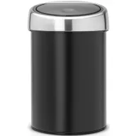   Brabantia Touch Bin fali/álló nyomófedeles hulladékgyűjtő XXS, 3L - A méret, matt fekete acél test, r.m. acél selyem fedő - 364440