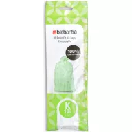   Brabantia PerfectFit Compostable komposztálható szemeteszsák, 100%-ban lebomló, keményítőből készült, K méret, 10L, 10 zsák/tekercs - 364983