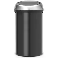   Brabantia Touch Bin nyomófedeles hulladékgyűjtő XXL, 60L - H méret, matt fekete acél test, selyem ujjlenyomatmentes fedő - 402548
