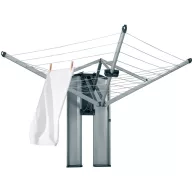   Brabantia Wallfix Dryer fali rögzítésű, összecsukható kültéri ruhaszárító, 24 méter szárítási felület - 4 kar, UV-álló szárítókötél, időjárásálló, zárható acél kabinettel, metál szürke - 475924