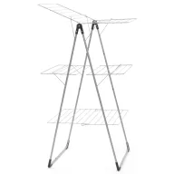   Brabantia Tower Drying Rack 3 szintes ruhaszárító állvány kompakt kialakítással a szűkös helyekre, 23m szárítási hossz, 20kg teherbírás, összecsukható, acél, metál szürke - 476648