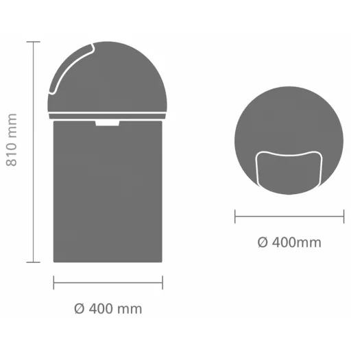 Brabantia Push Bin nyomófedeles hulladékgyűjtő XXL, 60L - H méret, r.m. acél, selyem - 484520