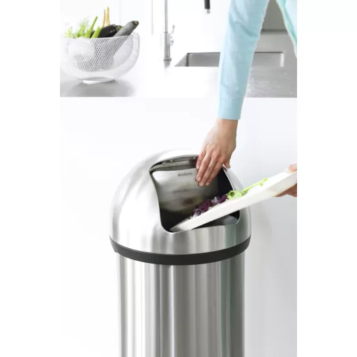 Brabantia Push Bin nyomófedeles hulladékgyűjtő XXL, 60L - H méret, r.m. acél, selyem - 484520