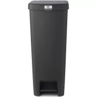   Brabantia StepUp pedálos kuka hulladéktípus jelölő ablakkal, lecsapódásgátló fedél, 40L - L méret, 91% újrahasznosított műanyag, sötétszürke - 800023