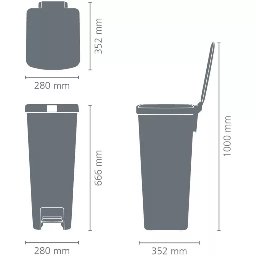Zárt állapotban 666mm magas, nyitott állapotban 1000mm.