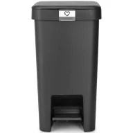   Brabantia StepUp pedálos kuka hulladéktípus jelölő ablakkal, lecsapódásgátló fedél, 16L - D méret, 91% újrahasznosított műanyag, sötétszürke - 800306