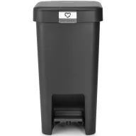   Brabantia StepUp pedálos kuka hulladéktípus jelölő ablakkal, lecsapódásgátló fedél, 10L - C méret, 91% újrahasznosított műanyag, sötétszürke - 800344