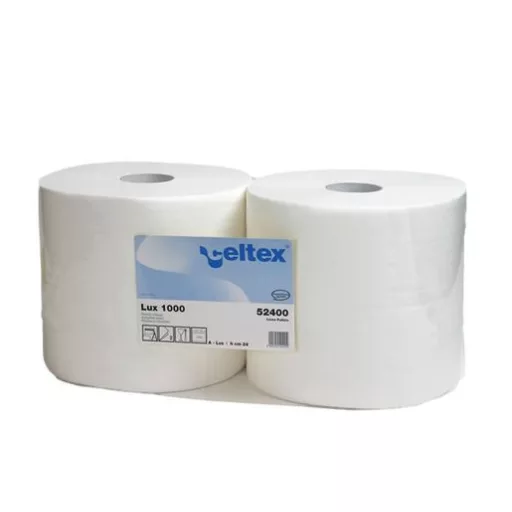 Lux Wiper ipari papírtörlő tekercs, 2 rétegű, 100% cellulóz, hófehér, 34x24cm/lap, 1500lap/tekercs, 510m/tekercs, 2tekercs/zsugor