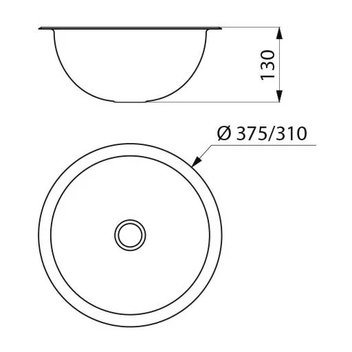 A peremmel együtt a külső átmérő 375mm, a medence átmérője 310mm.