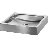   DELABIE UNITO pultra ültetett kézmosókagyló csapfurat nélkül, 395x350mm, 1,2mm r.m. acél selyem