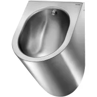   DELABIE DELTA piszoár fali konzolos rögzítéssel, perem nélküli kialakítás, öblítőfejes, flexibilis bekötőcsővel, hátsó bekötés, r.m. acél, selyem, 1,2 mm