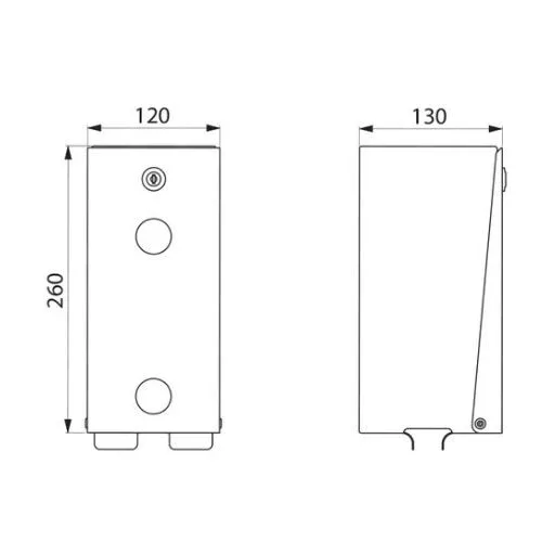 DELABIE vandálbiztos kistekercses WC-papír adagoló, szögletes, 1 mm vastag r.m. acél, fehér, 2 tekercses, szintjelzővel, kulccsal zárható, szemből nyitható