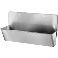   DELABIE sebészi bemosakodó vályú magas hátfallal, kevert vízre 2x1db 22mm csapfurattal, két állásos 1400mm, r.m. acél