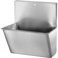   DELABIE sebészi bemosakodó vályú magas hátfallal, kevert vízre 1x1db 22mm csapfurattal, egy állásos 700mm, Hygiene+ dizájn, r.m. acél