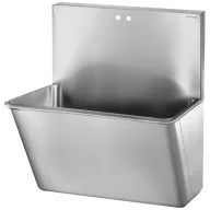   DELABIE sebészi bemosakodó vályú magas hátfallal, H-M vízre 1x2db 22mm csapfurattal, egy állásos 700mm, Hygiene+ dizájn, r.m. acél